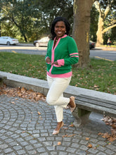 Load image into Gallery viewer, Pink &amp; Green Knitted Sweater Jacket

