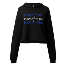Load image into Gallery viewer, PowHERful Crop Hoodie - Blue and White
