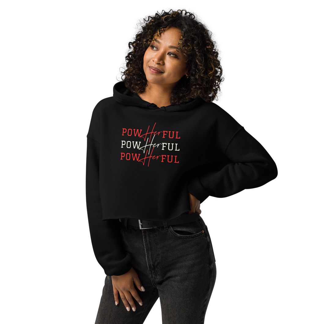 PowHERful Crop Hoodie - Red and White