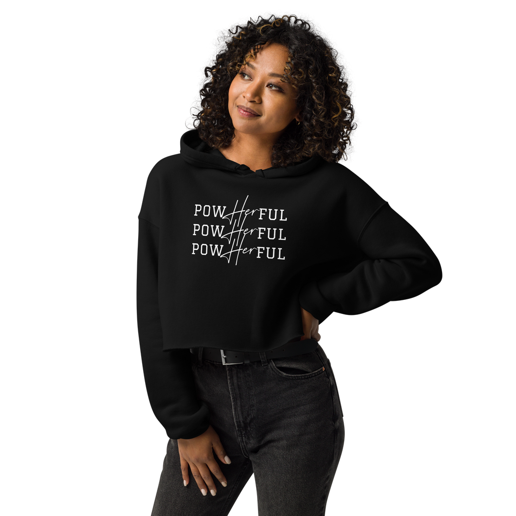 PowHERful Crop Hoodie - Black and White