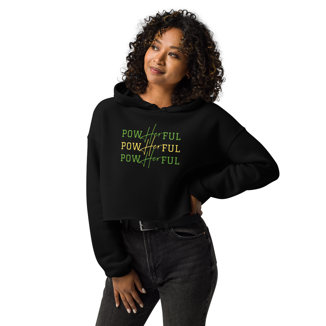 PowHERful Crop Hoodie - Green and Yellow