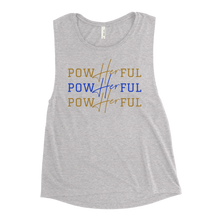 Load image into Gallery viewer, PowHERful Muscle Tank - Blue and Gold
