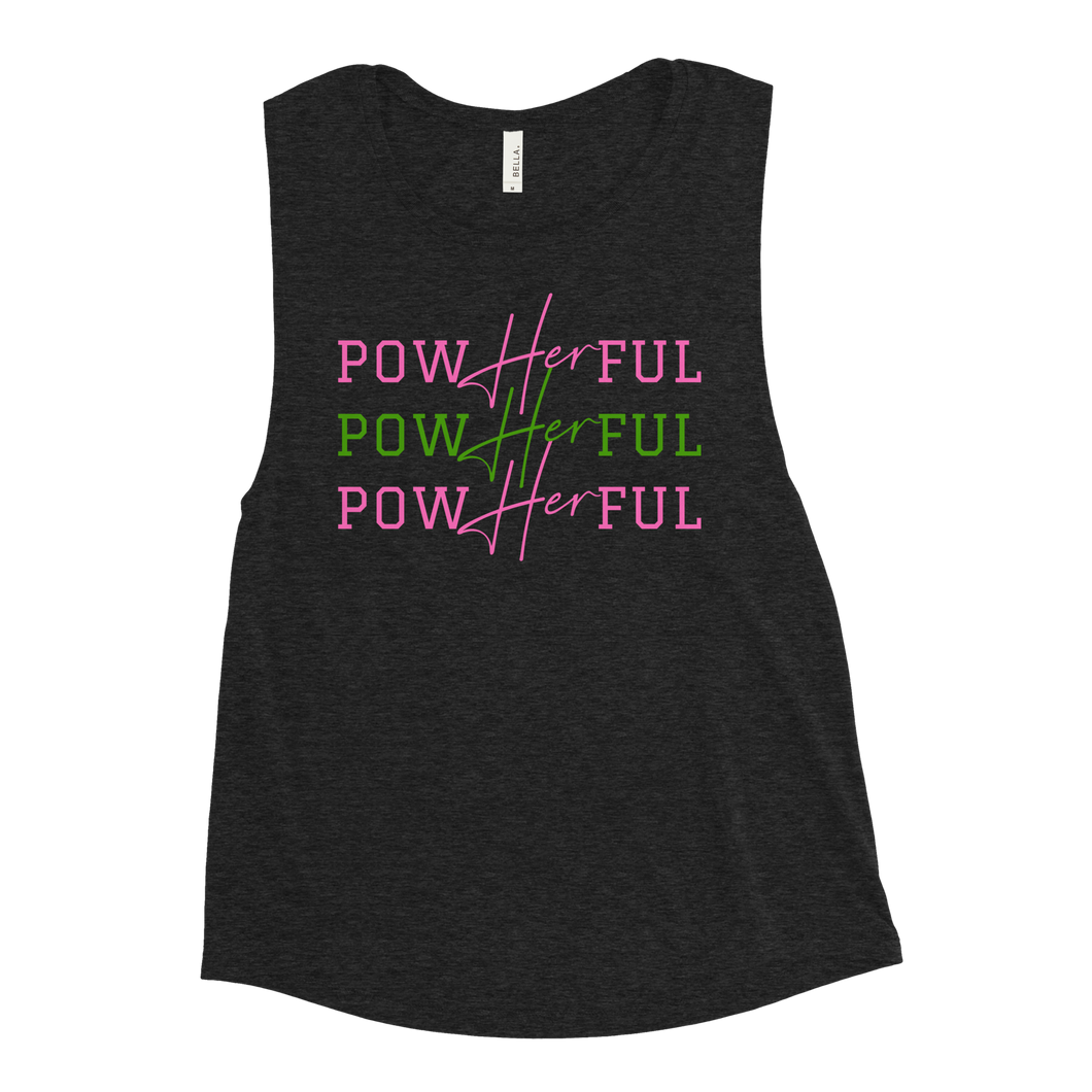 PowHERful Muscle Tank - Pink and Green