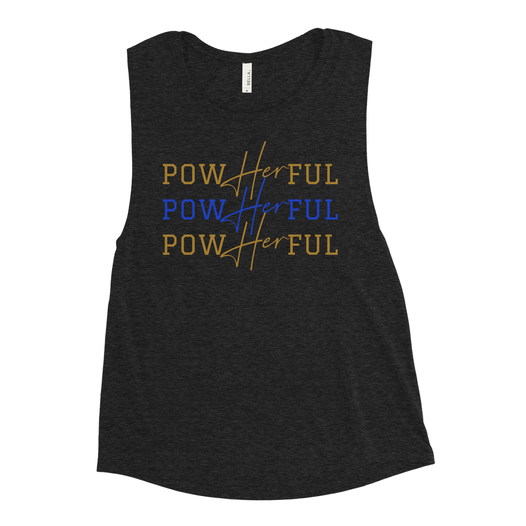 PowHERful Muscle Tank - Blue and Gold