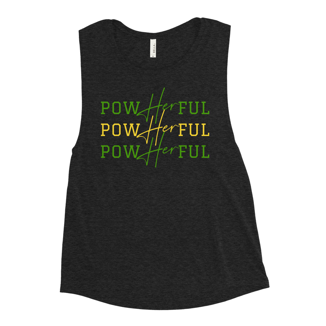 PowHERful Muscle Tank - Green and Yellow
