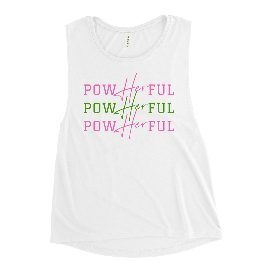 PowHERful Muscle Tank - Pink and Green