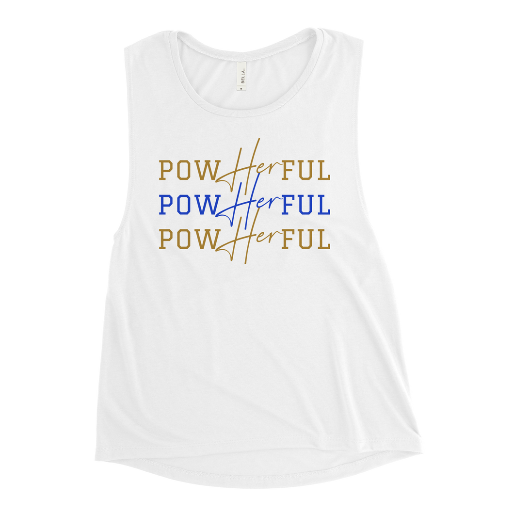 PowHERful Muscle Tank - Blue and Gold