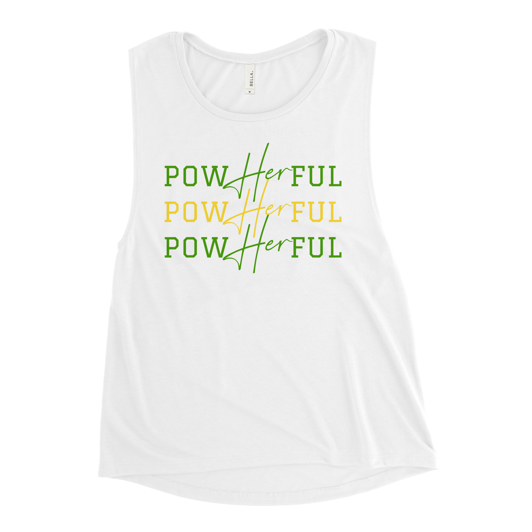 PowHERful Muscle Tank - Green and Yellow