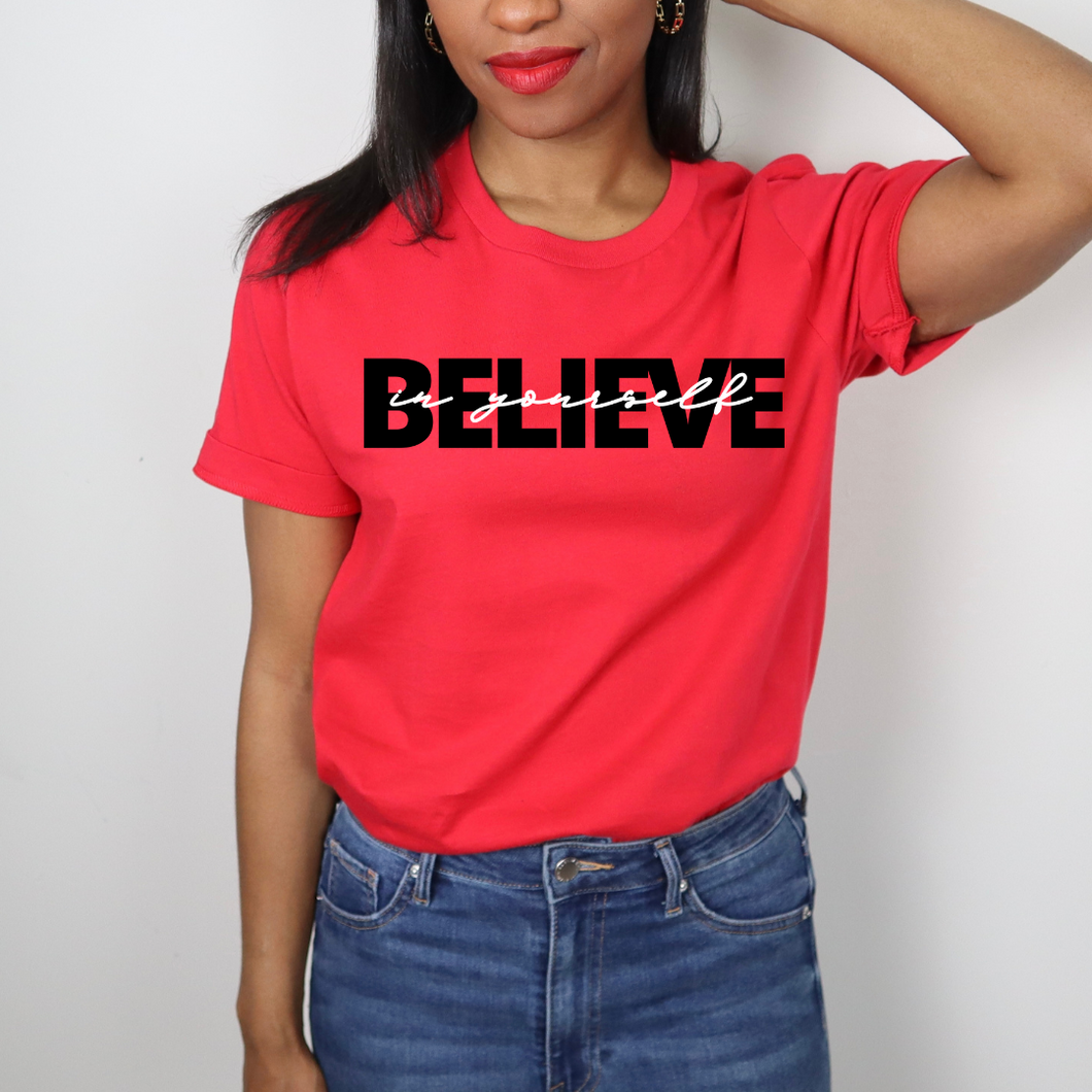 Believe In Yourself Unisex Tee - Red and Black